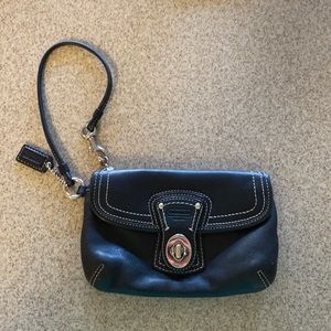 Black Leather Coach Wristlet